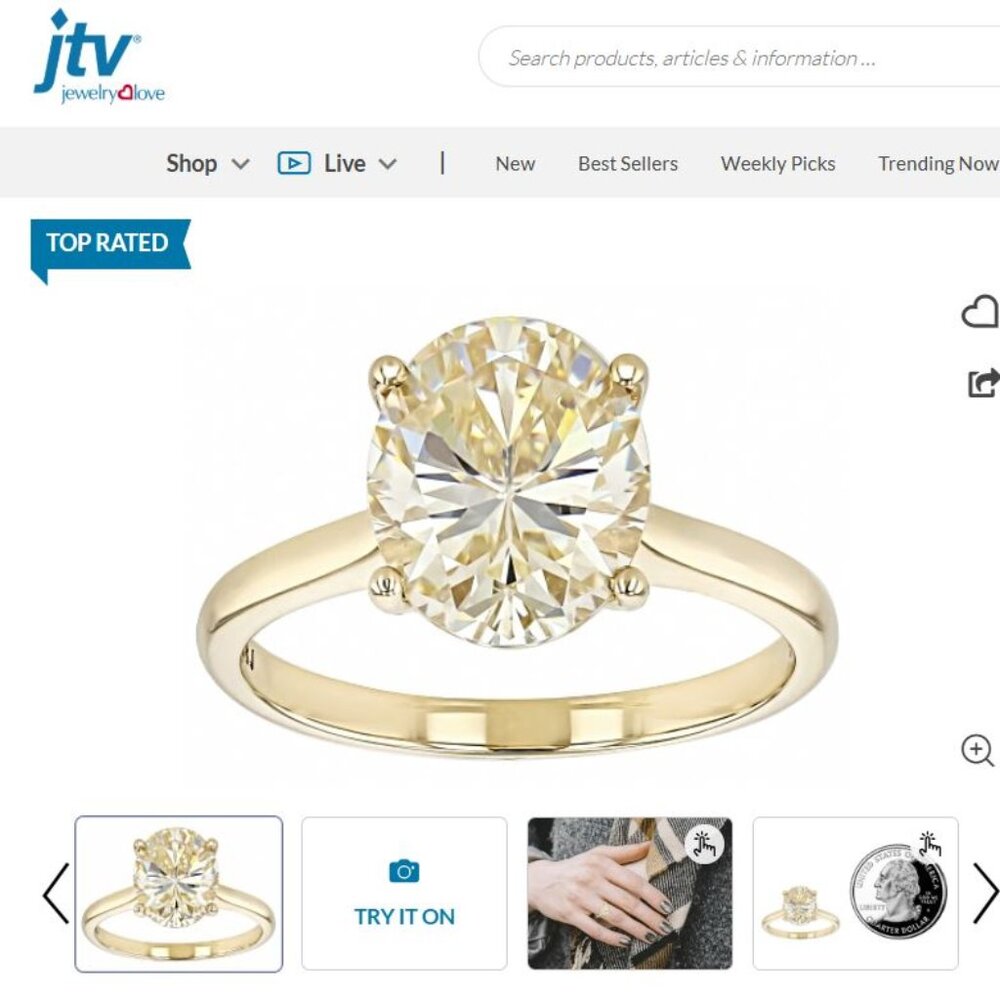 PRICE DROP! Perfect Condition- Champagne Strontium 10k Yellow Gold Ring 4.47ct